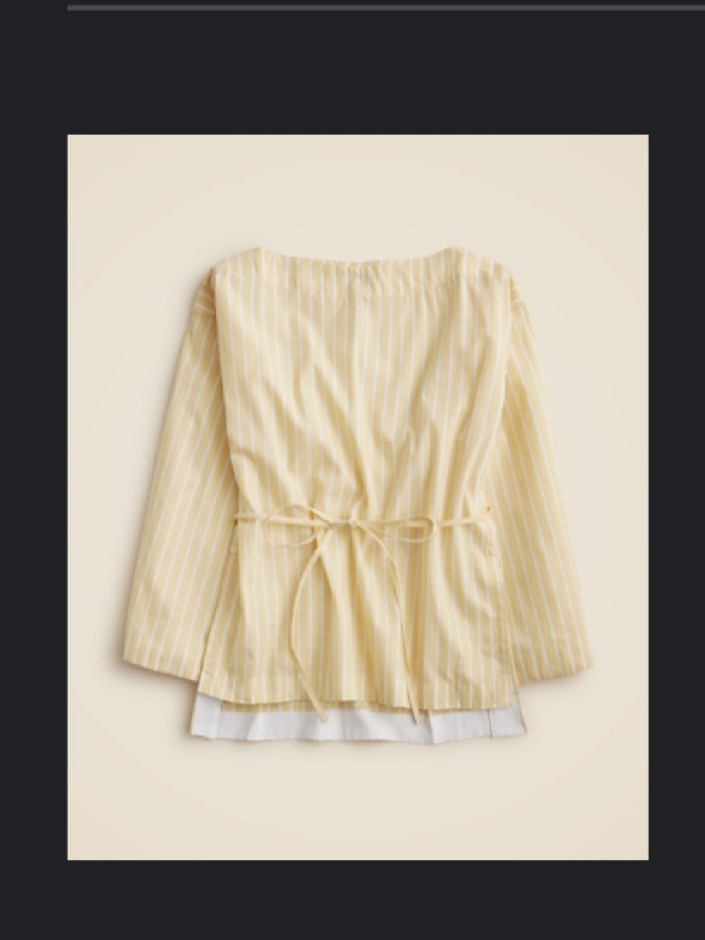 J. Crew Ciel Yellow & White Striped Tie-Back Long-Sleeve Blouse in Cotton Poplin